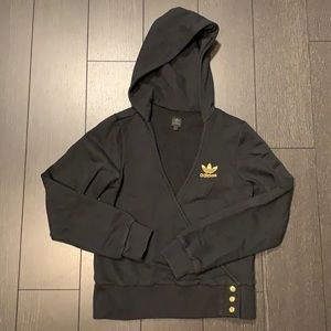 Adidas v neck wrap hoodie size 34 XS black gold